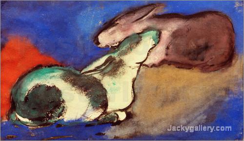 Tow Sleeping Rabbits by Franz Marc paintings reproduction
